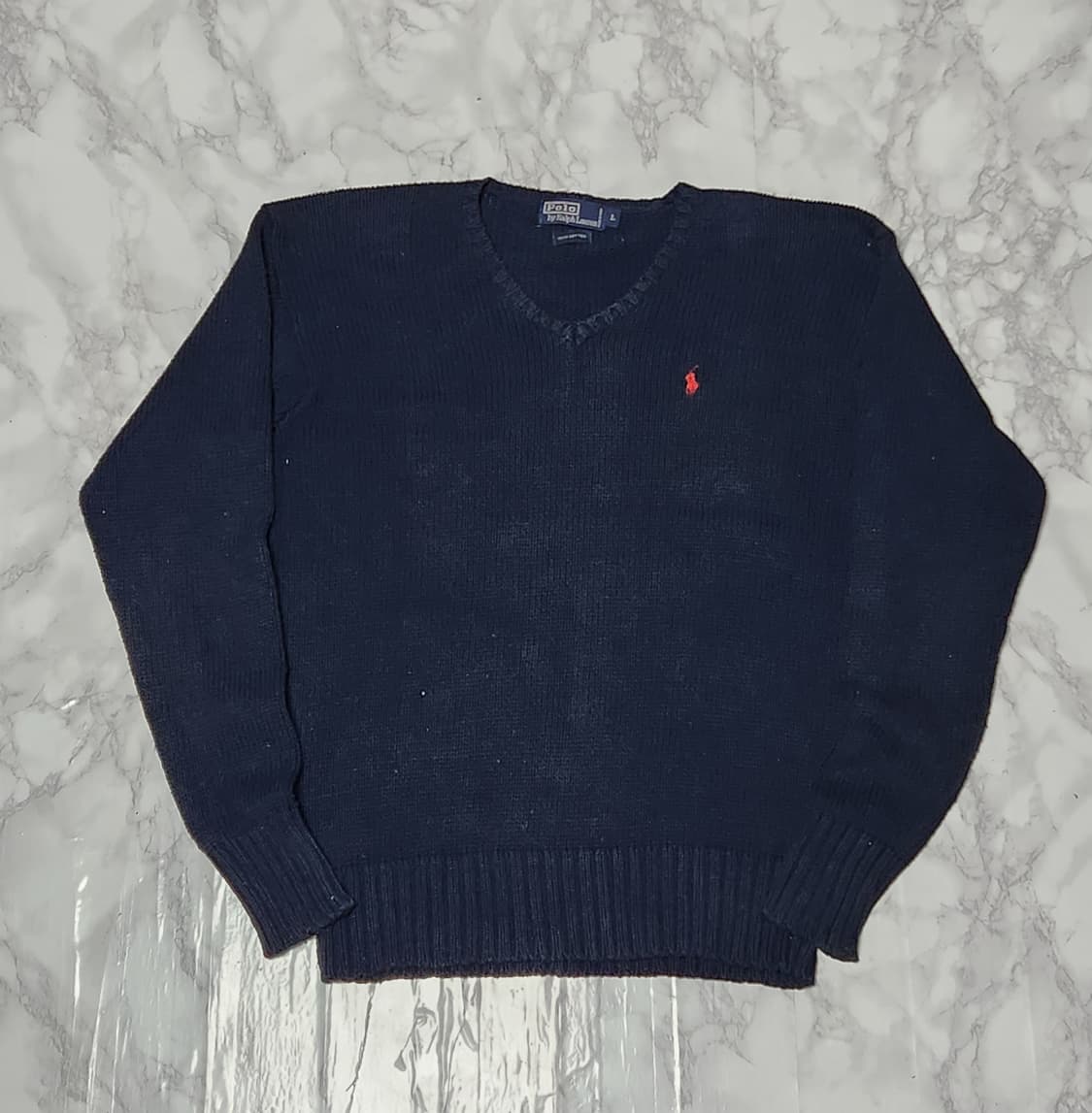 폴로 랄프로렌 딥네이비 브이넥 니트 상품이미지1