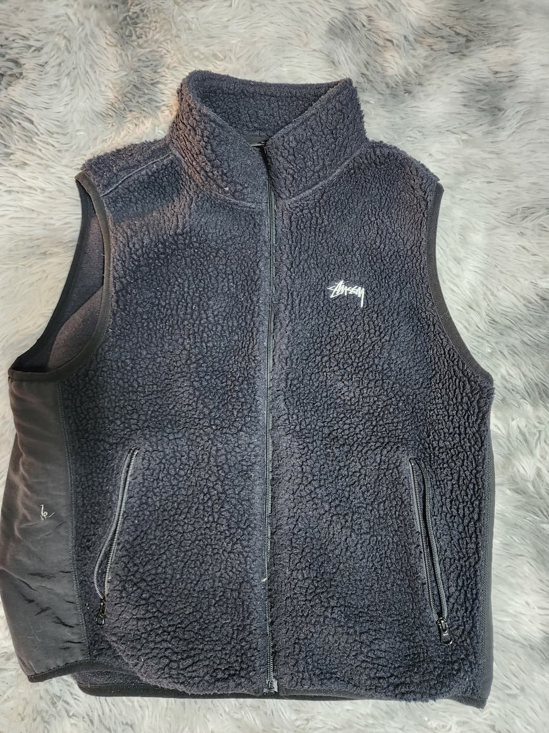 스투시 블랙 양털 조끼 집업 베스트 상품이미지1