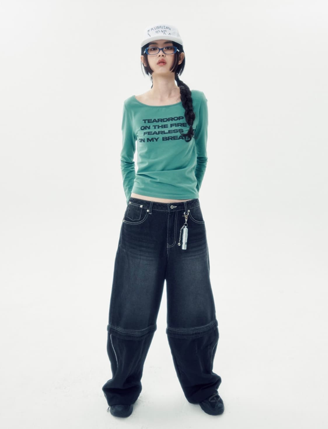 러닝하이 레터링 슬림 L/S티 그린 상품이미지2