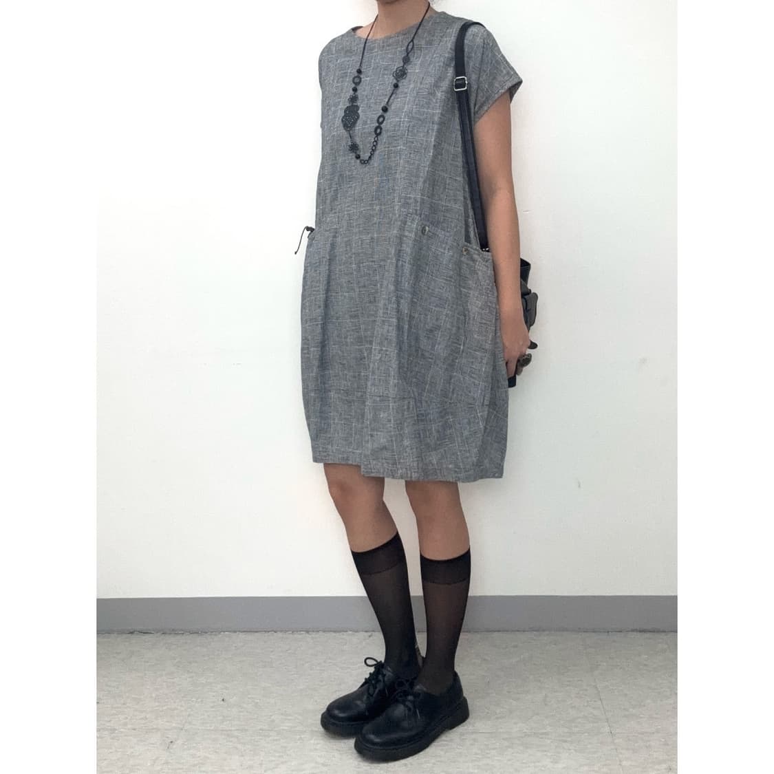 빈티지 그레이 벌룬핏 원피스 상품이미지3