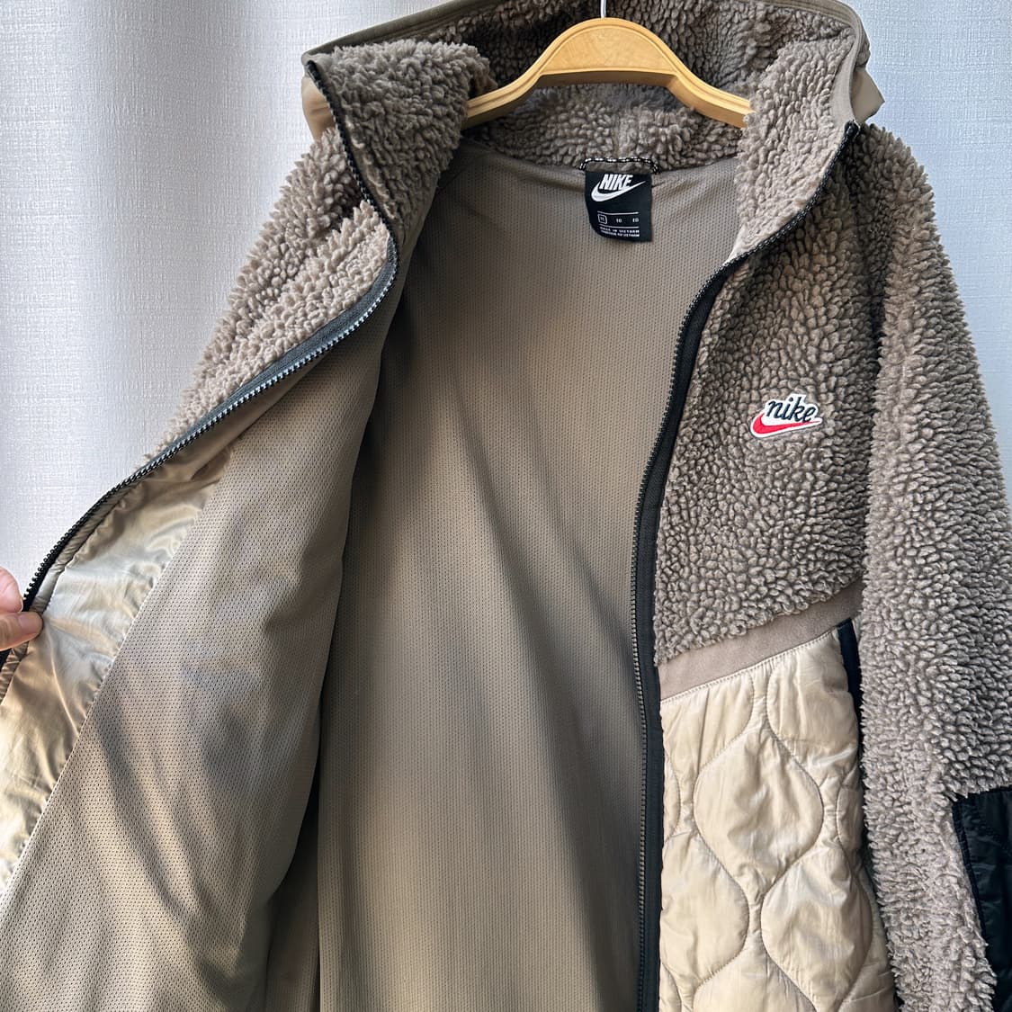 나이키 헤리티지 퀼팅 쉐르파 후디 자켓 카키 브라운 XL 상품이미지6