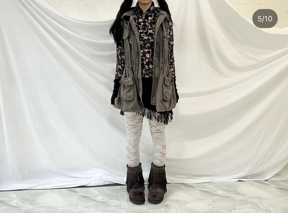 벨벳차이나카라탑, 웨스턴언발스커트, 퍼베스트 상품이미지5