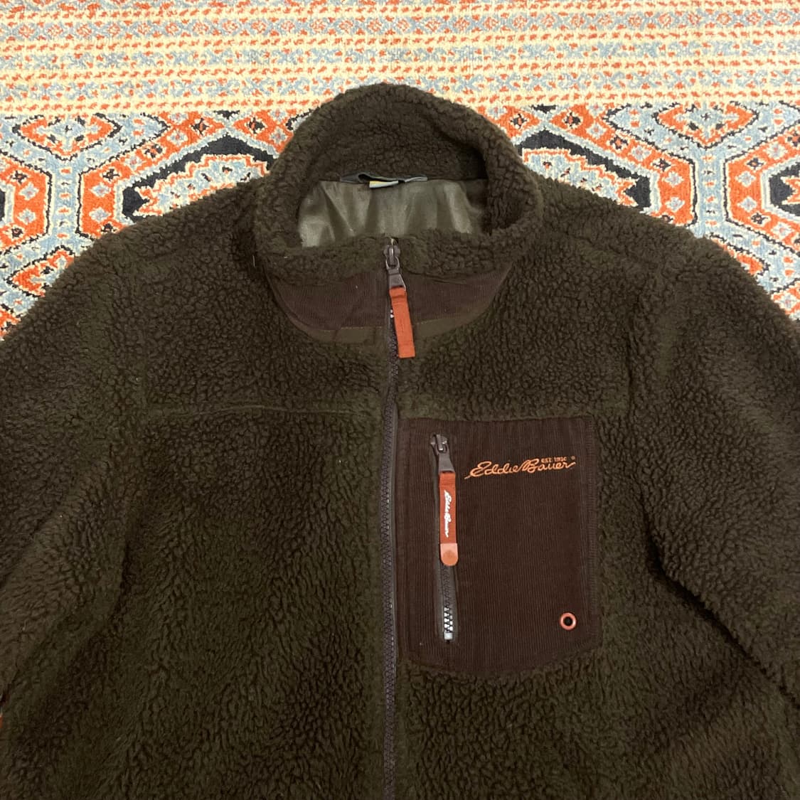 에디바우어 브라운 롱 쉐르파 플리스 집업 자켓 여성M 상품이미지4