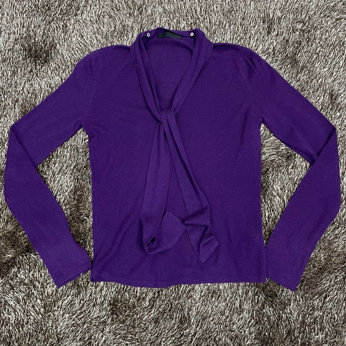 타임 TIME 퍼플 캐시미어100 타이 브이넥 니트 90(F) 상품이미지1