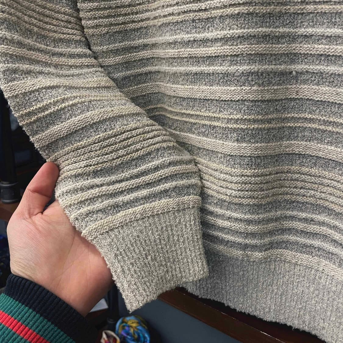 90s 모션픽쳐 버튼 브이 헨리넥 보카시 니트 스웨터 N503 상품이미지6