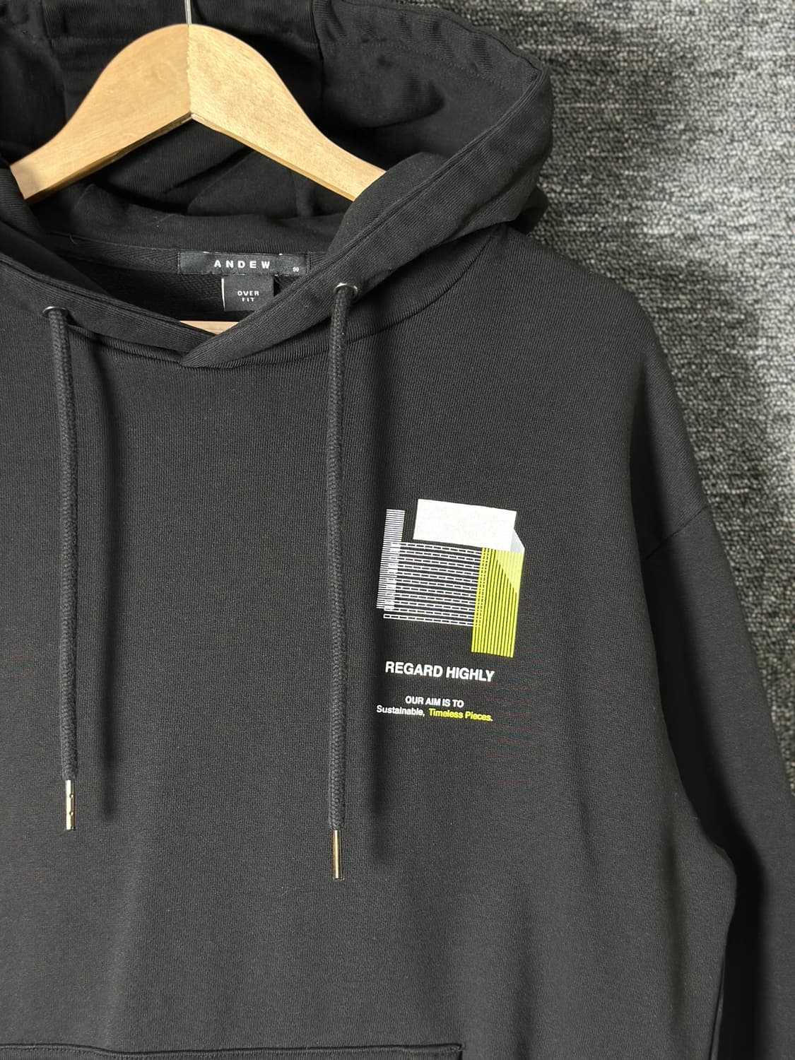 앤듀 오버핏 블랙 후드티 상품이미지3