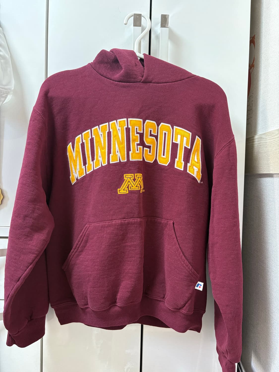 러셀 미네소타 버건디 빈티지 후드티 상품이미지1