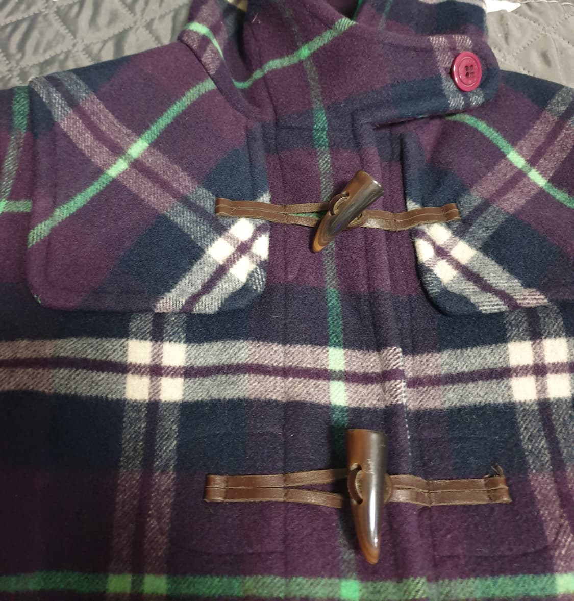 티니위비 빈티지 체크 울 더플코트 퍼플 (M) 상품이미지3