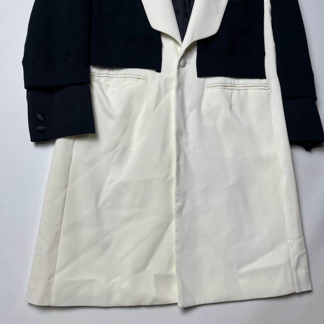 [UNDERCOVER] 언더커버 후디 레이어드 하프앤하프 울 코트 상품이미지4