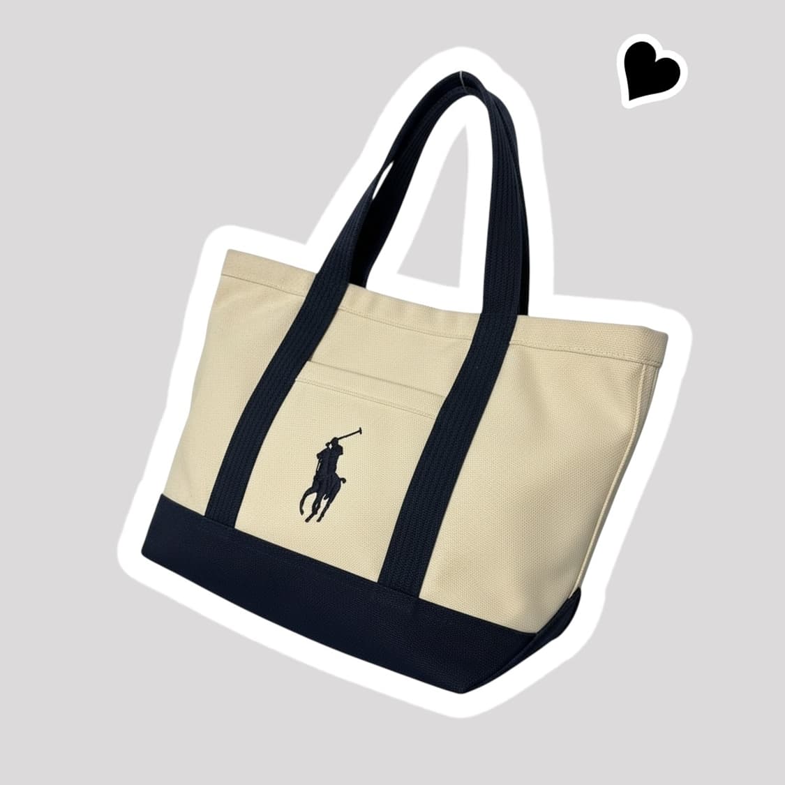 폴로 랄프로렌 아이보리 캔버스 토트백 상품이미지1