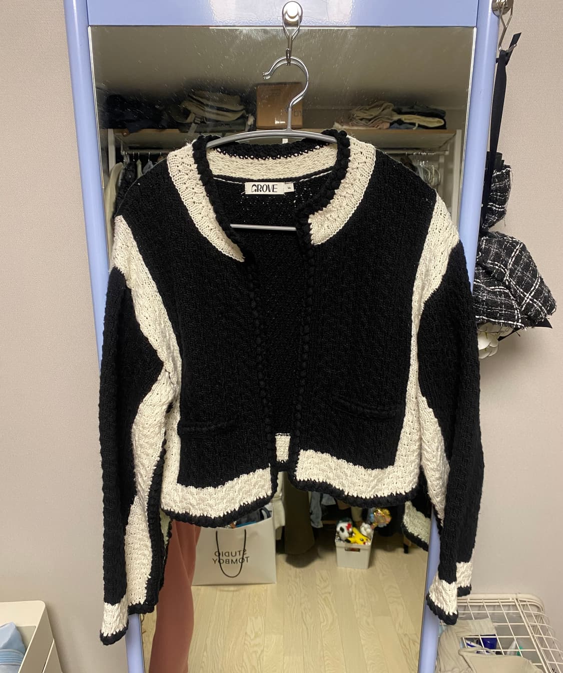 그로브 배색가디건 상품이미지1