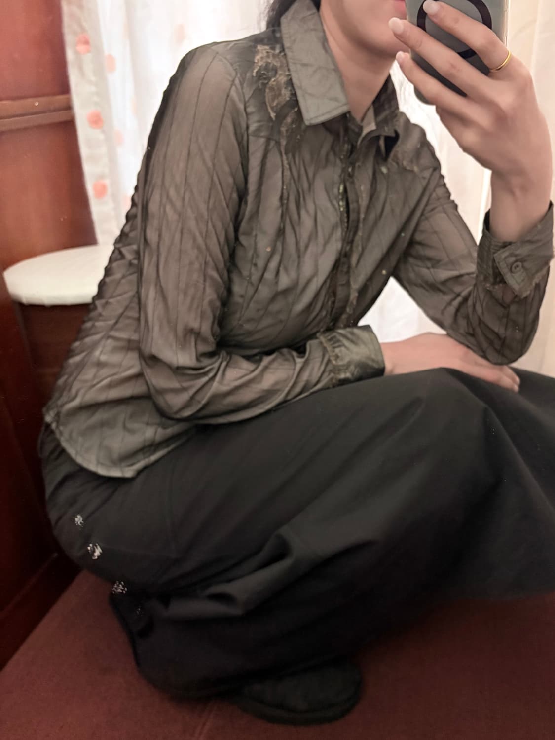 japan vintage khaki shirt 상품이미지3