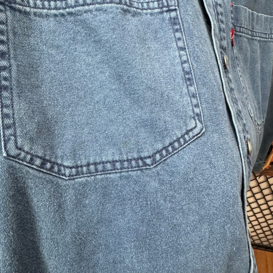 90s 리바이스 데님 셔츠 전면 투포켓 포인트 진청 상품이미지10