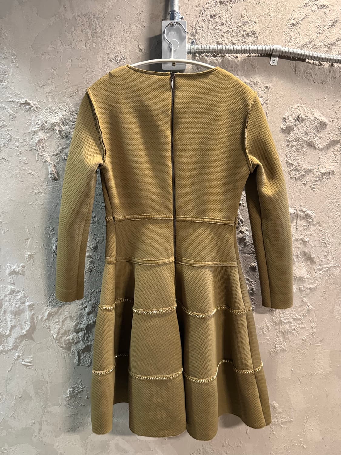 S 랑방 LANVIN COLLECTION 텍스처 플레어 원피스 올리브 상품이미지5