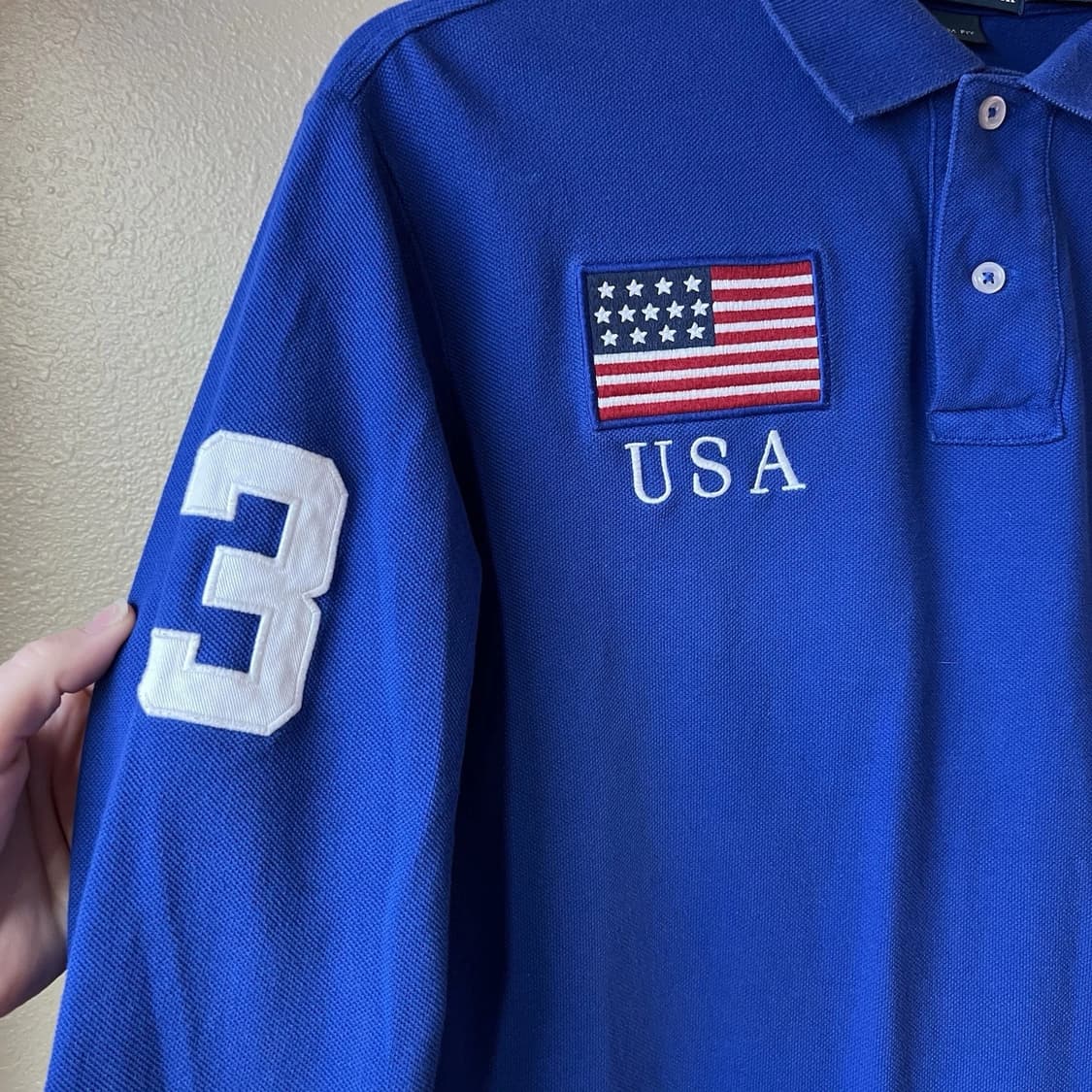 폴로 랄프로렌 USA 성조기 빅포니 롱슬리브 카라 티셔츠 상품이미지3