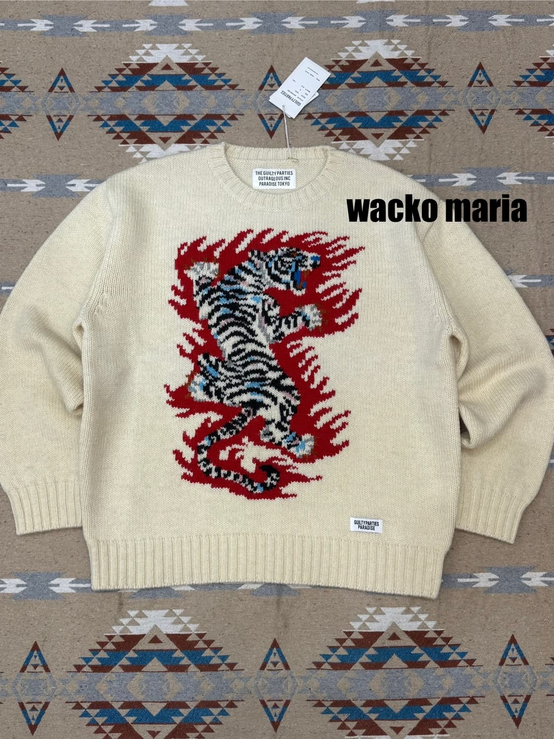 [M] 와코마리아 x 팀레이 인타르시아 크루넥 울 스웨터 상품이미지1