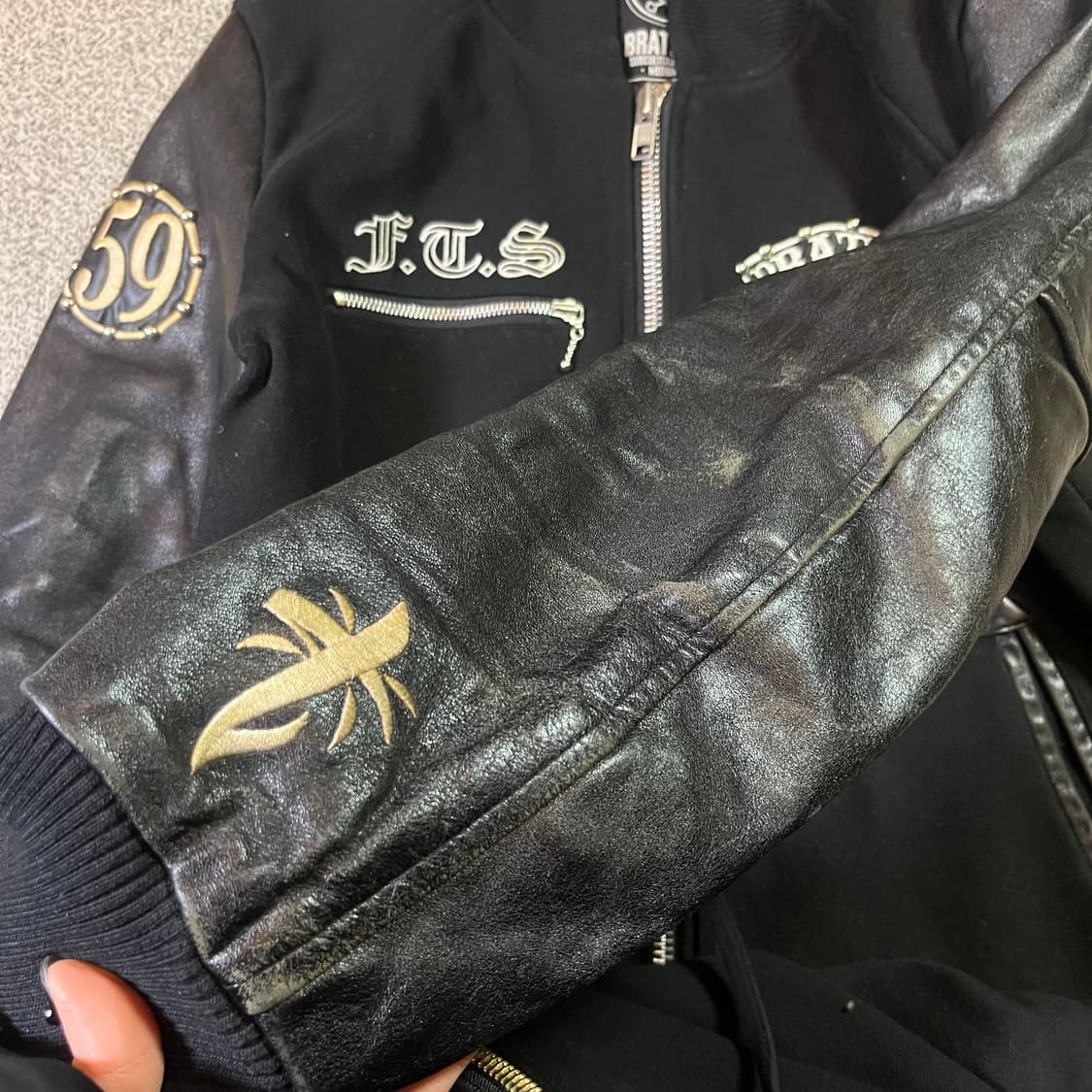 브랫슨 14fw 스컬 빅 패치 울 레더 바시티 자켓 상품이미지9