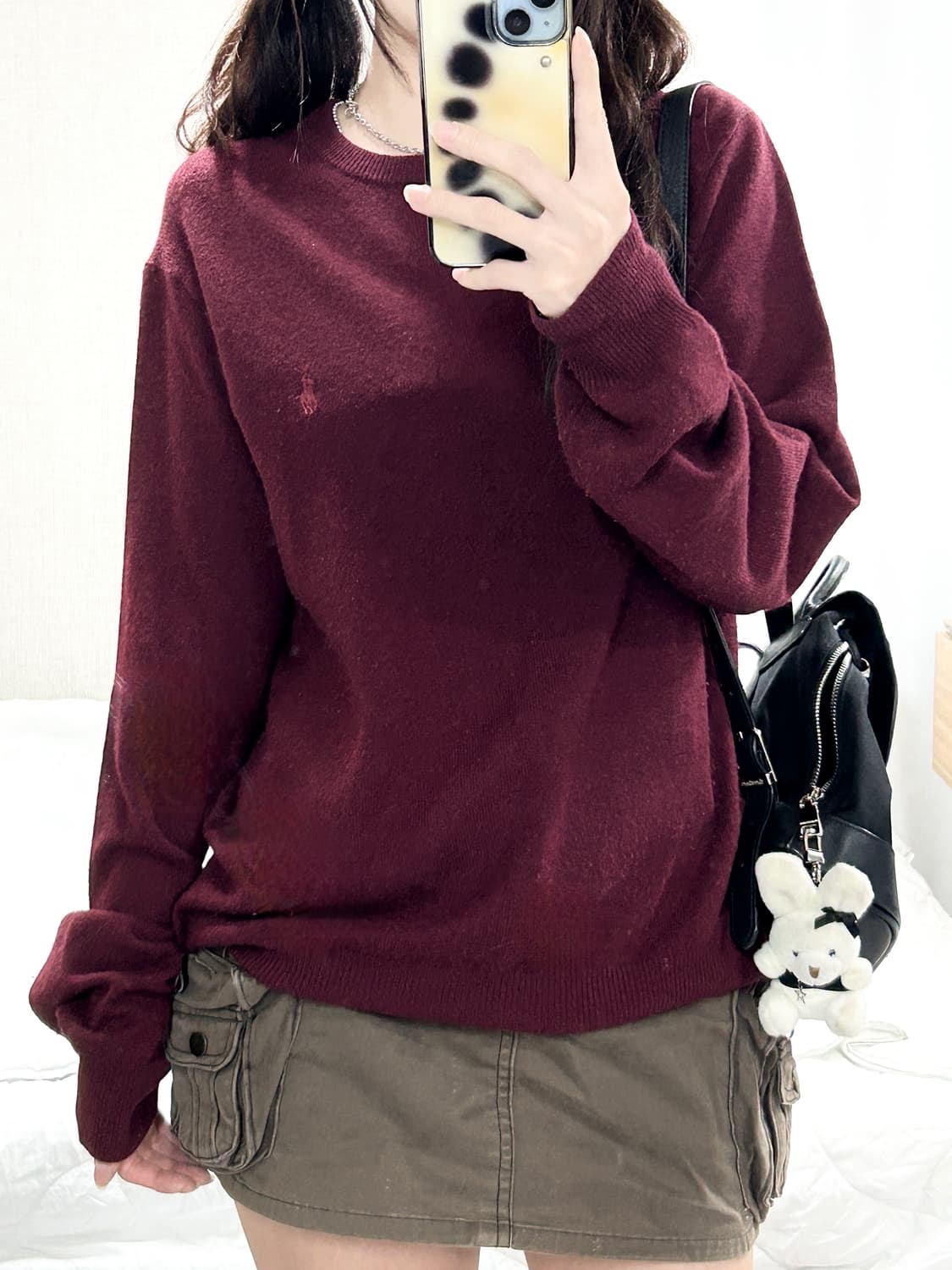 폴로 버건디 메리노울 라운드니트 상품이미지4