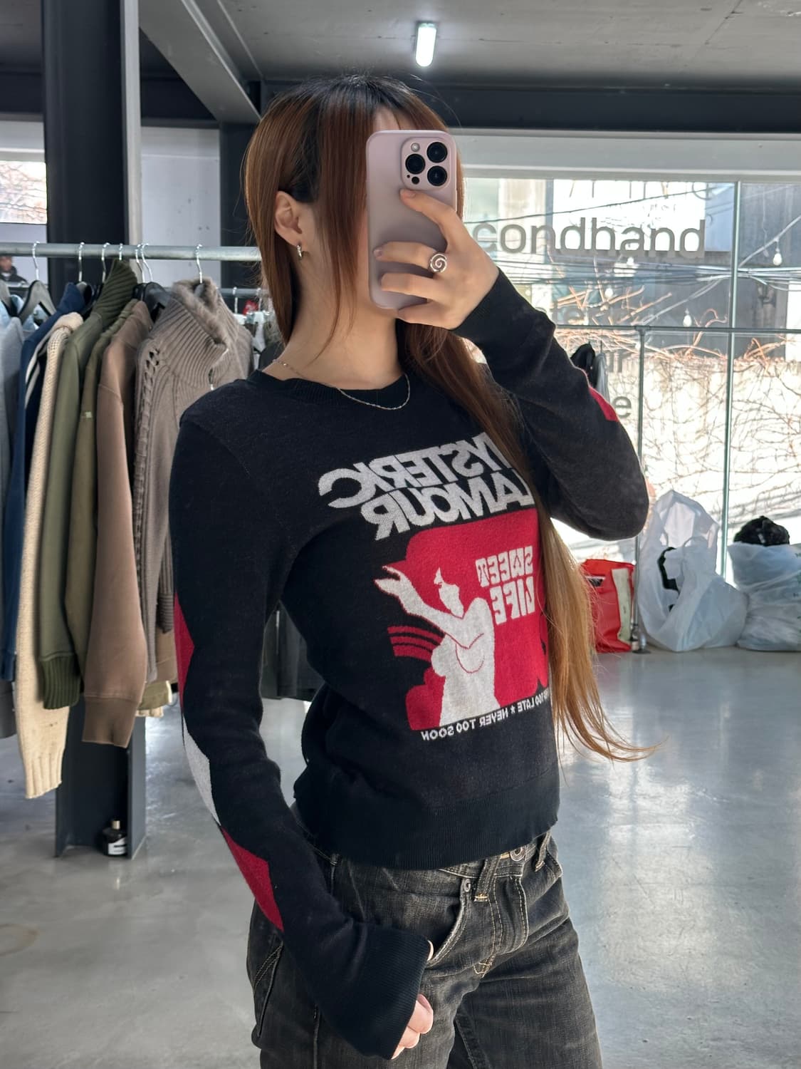 히스테릭글래머 Dizzy & Milky아가일 니트롱슬리브 상품이미지3