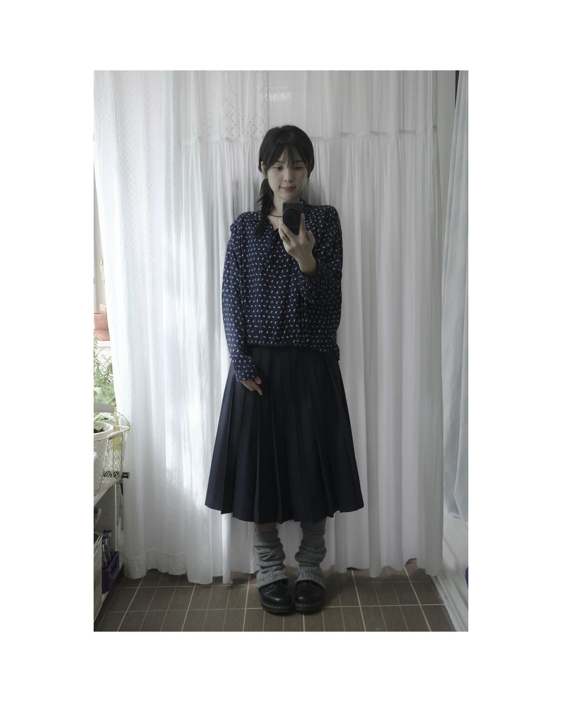Flower collar navy blouse  상품이미지4