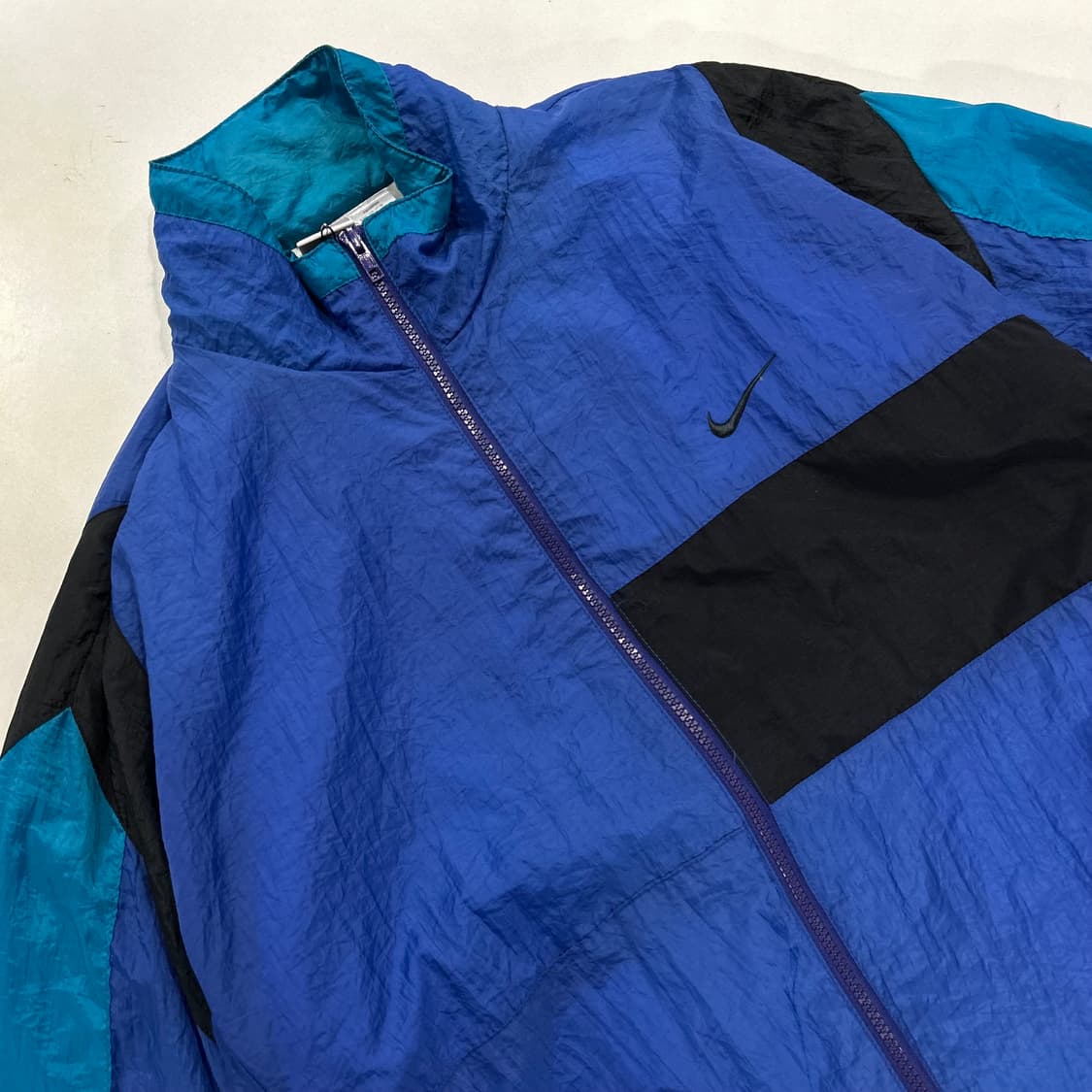 [2XL] 90s 나이키 올드스쿨 바람막이 블루/블랙 배색 B77 상품이미지3