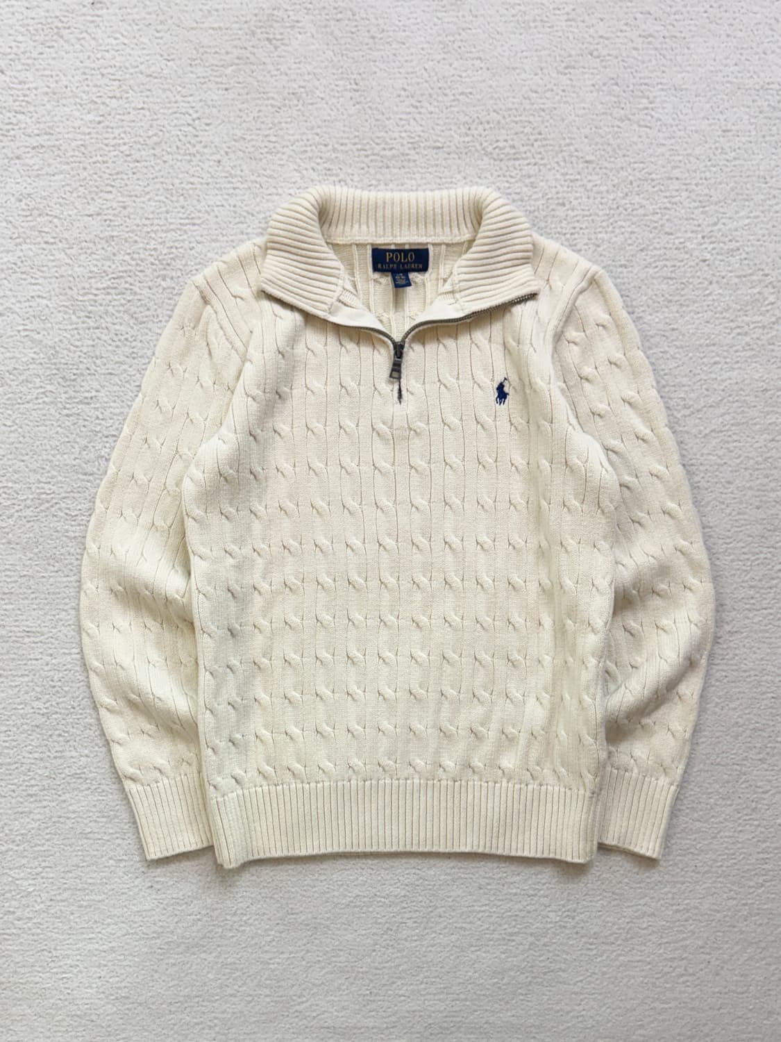 폴로 아이보리 케이블 반집업 니트 상품이미지2
