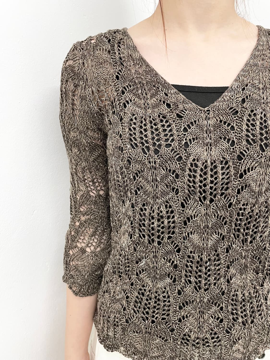 브라운 크로셰 니트 탑 상품이미지4