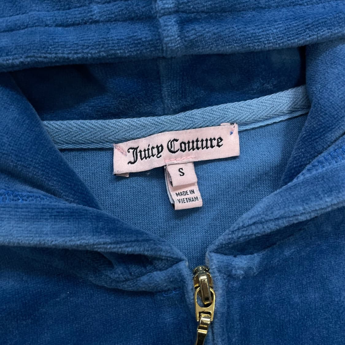 쥬시꾸띄르 벨벳 후드집업 블루 상품이미지5