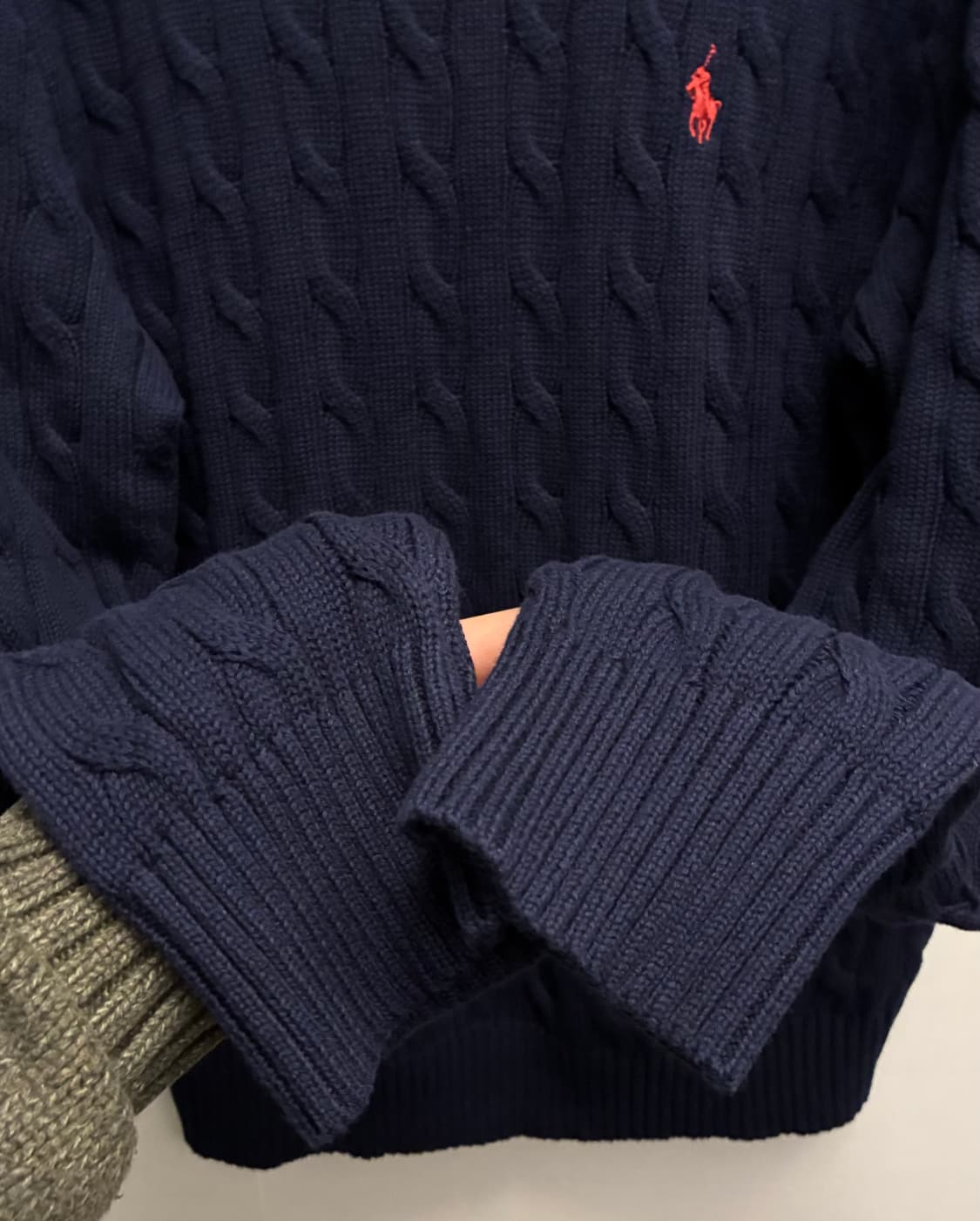 (M/100)폴로랄프로렌 코튼 케이블 꽈배기 니트 네이비 폴로니트 상품이미지6