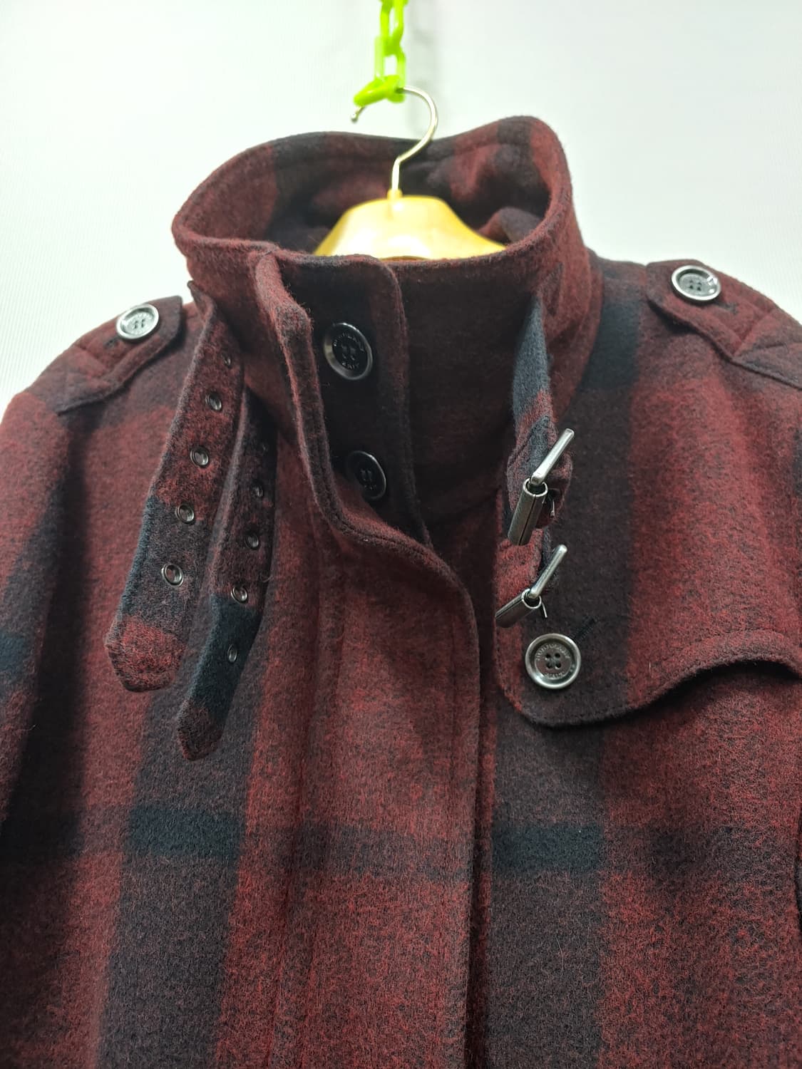 버버리 체크 패턴 롱 코트 버건디 여성 ITA44 국내55~66 상품이미지3