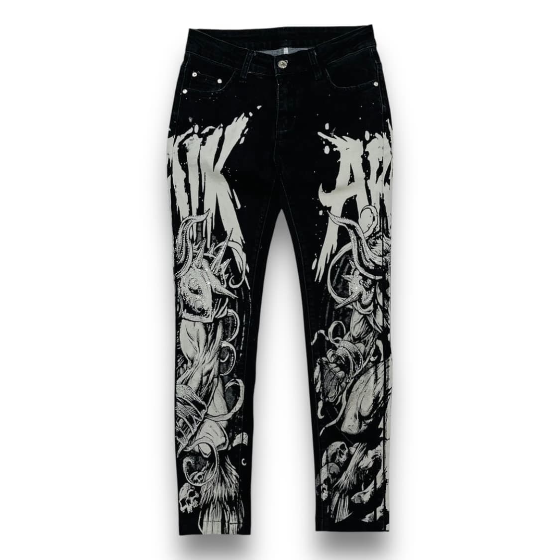 펑크 타투 킹 GOAT 스키니 다크 진 팬츠 상품이미지1