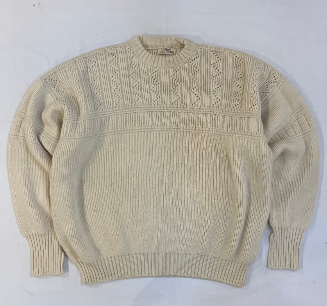 80-90s 엘엘빈 건지스웨터 아란 울 니트 상품이미지1