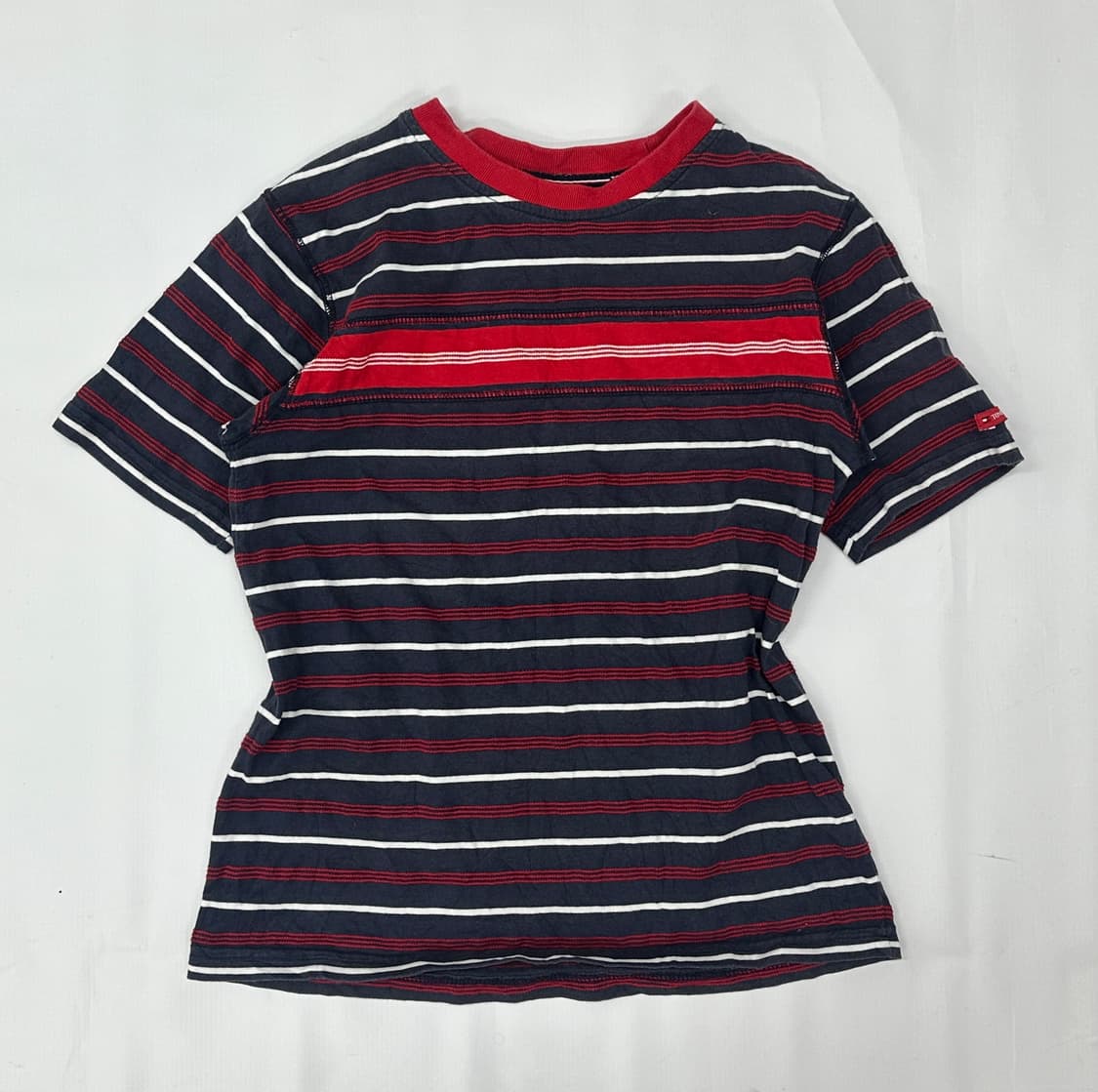 재팬 타미힐피거 단가라 반팔티셔츠  핀터깔 베이직 상품이미지2