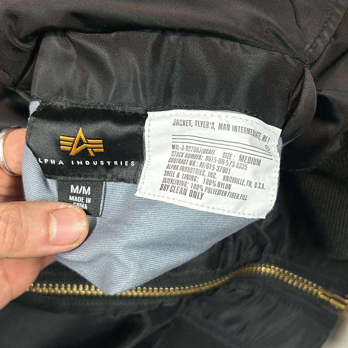 M) 알파인더스트리 MA-1 마원 항공점퍼 블랙 레귤러핏 상품이미지7