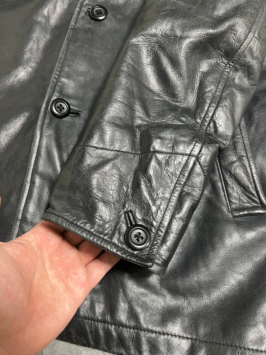 [GAP] old gap 올드갭 레더 카코트 블랙 xxs 상품이미지4