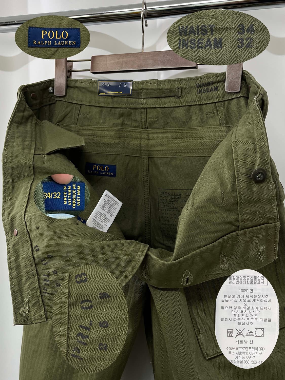 폴로 랄프로렌 p44 hbt 유틸리티 올리브 몽키팬츠 상품이미지6
