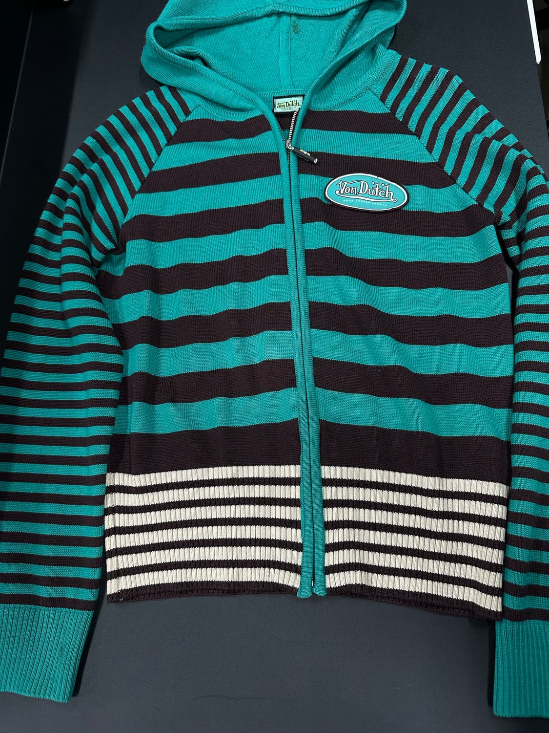 본더치 니트 스트라이프 후드 집업 상품이미지3