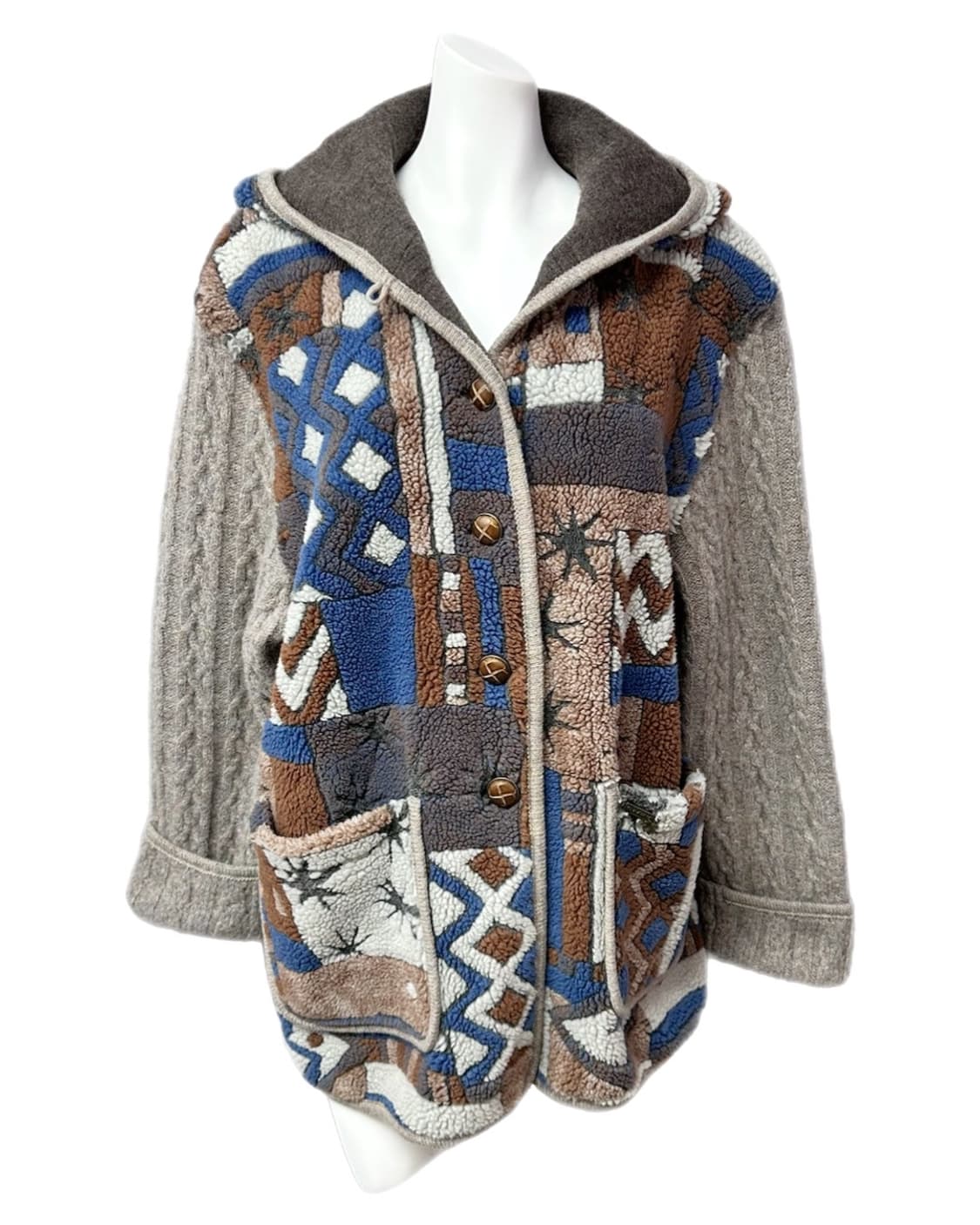 패치워크패턴 후드 가디건 상품이미지2