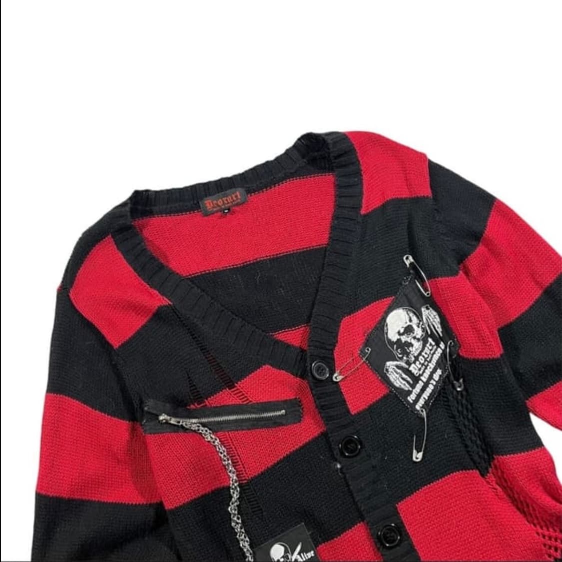 [DEORART] 디오라토 펑크 스트라이프 데미지 가디건 상품이미지3