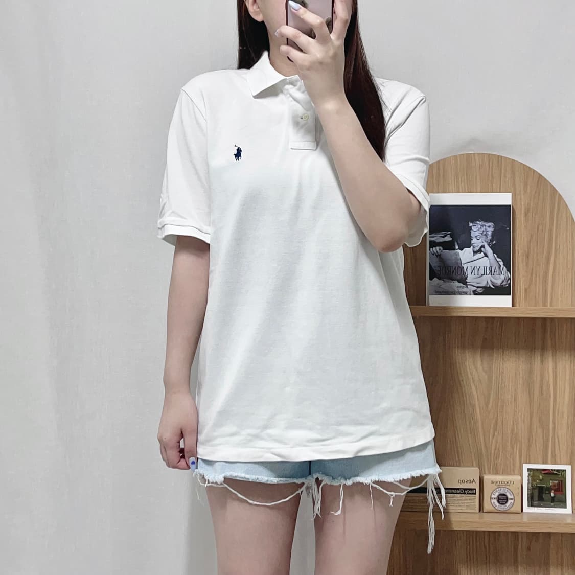 [정품] 폴로 화이트 / 네이비포니 반팔카라티 [ M ] 상품이미지2