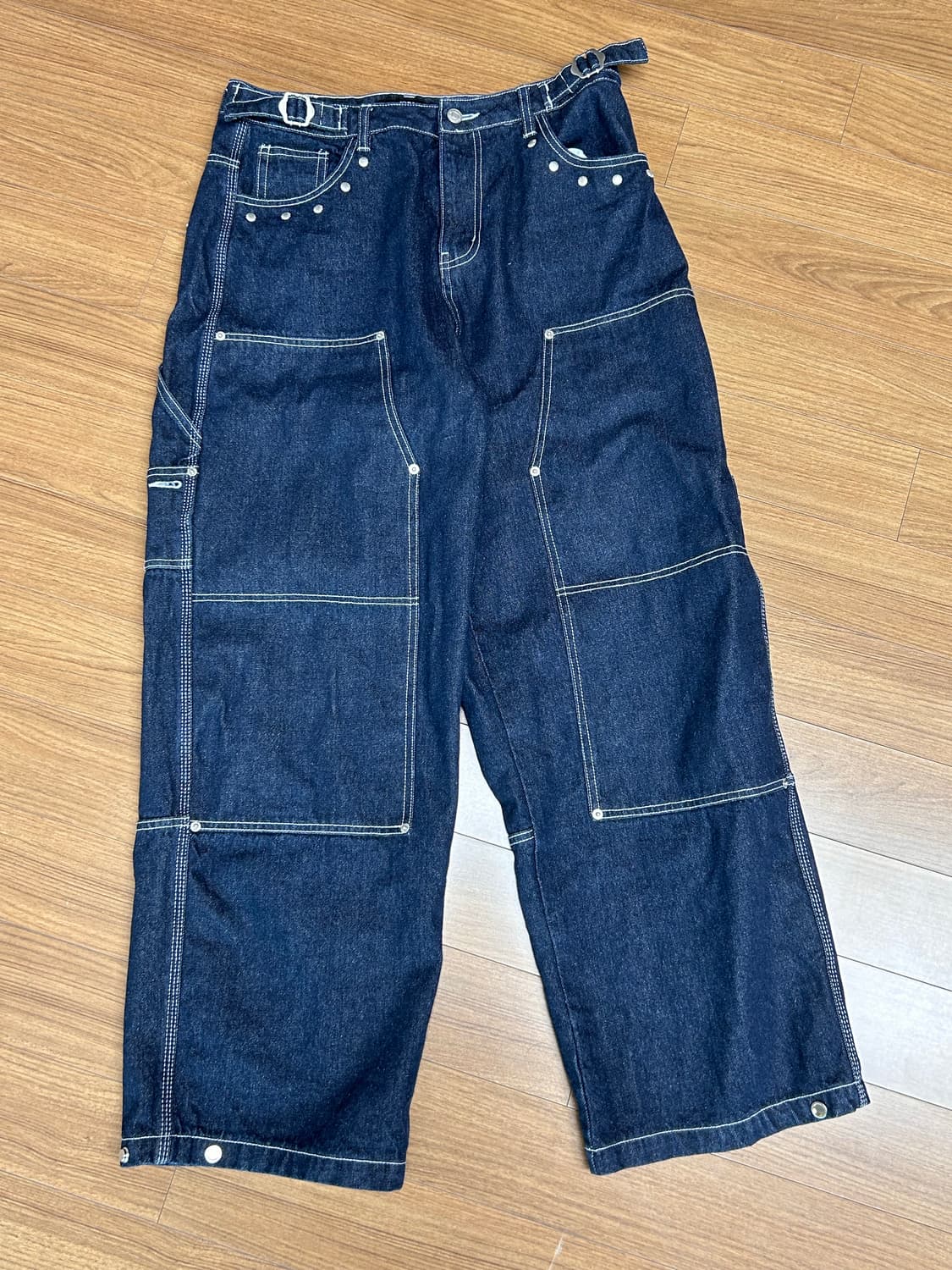 플레이버리즘 카펜터 와이드 배기 진 딥 인디고 상품이미지1