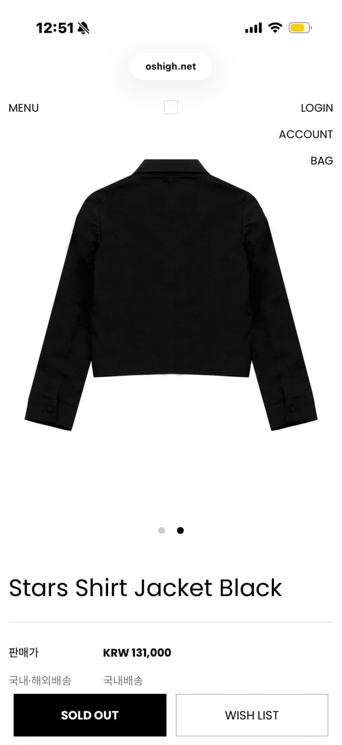 OSHIGH Stars Shirt Jacket Black 상품이미지2