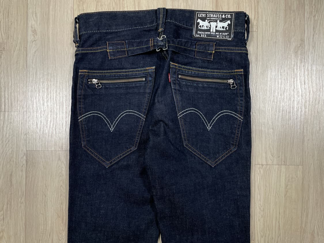 32) 00's 리바이스 재팬 511 슬림핏 신치백 진청 데님팬츠 상품이미지8