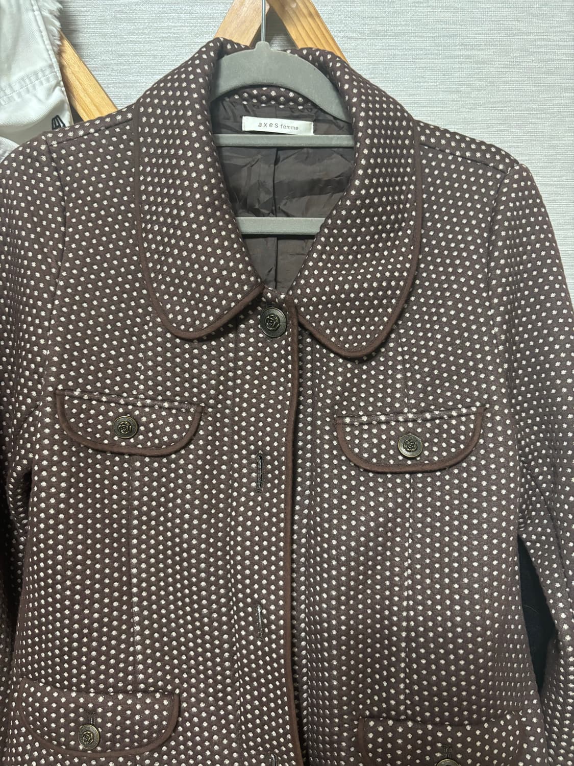 엑시즈팜 빈티지 브라운 도트 코트 상품이미지3