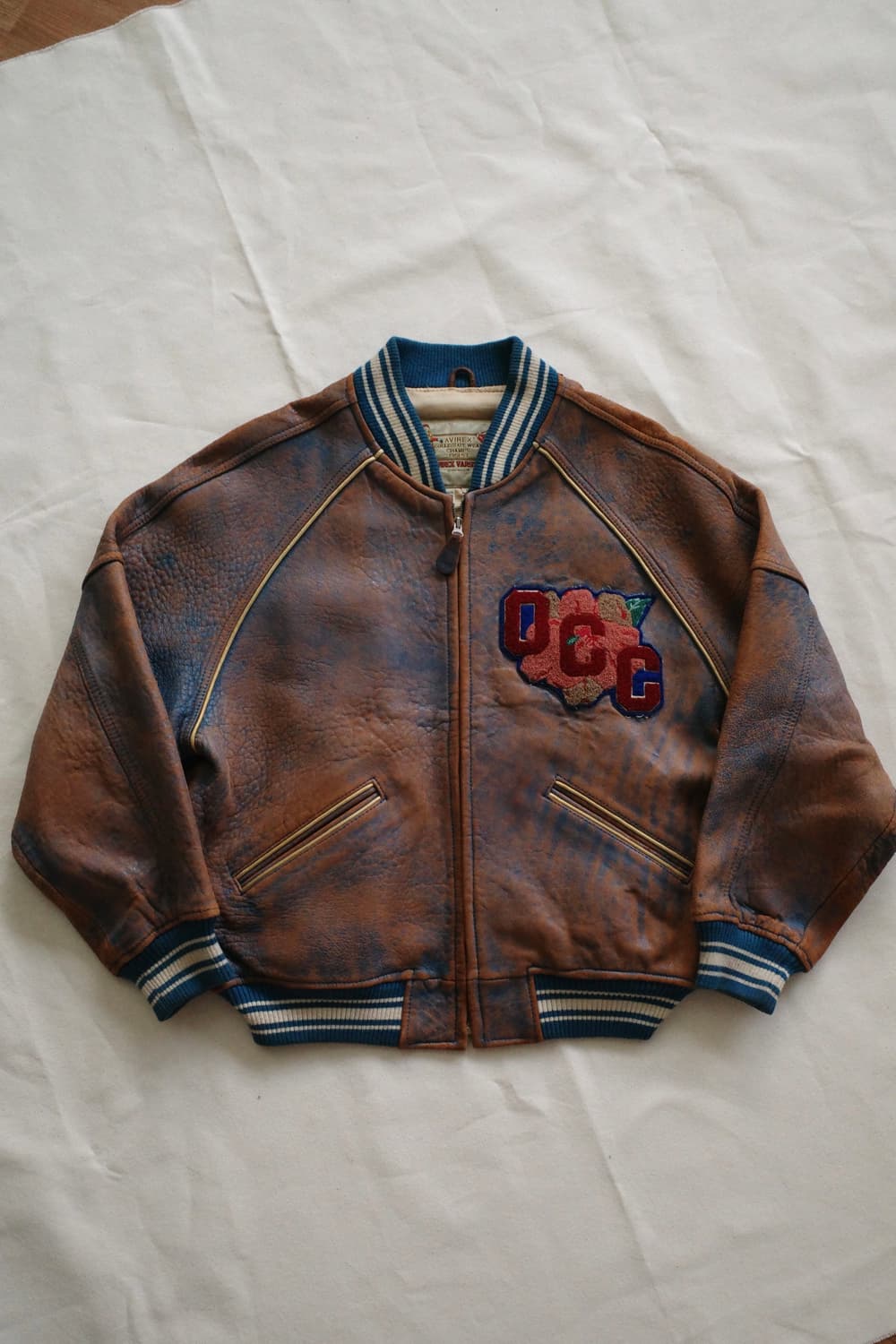 90s 아비렉스 레더 바시티 자켓 상품이미지2