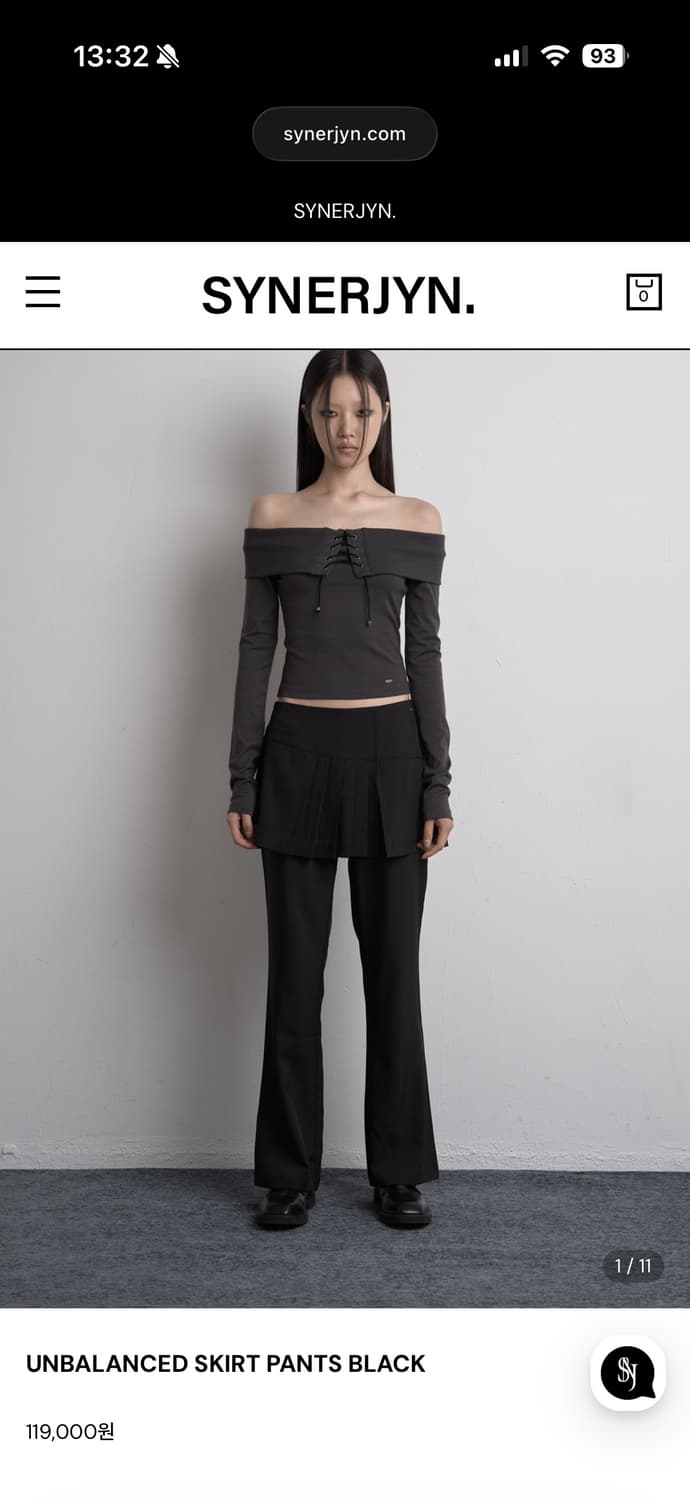 시너진  UNBALANCED SKIRT PANTS BLACK M 상품이미지1