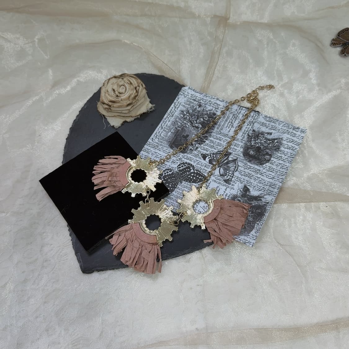 빈티지 오리엔탈 라피아 태슬 체인 목걸이 상품이미지3