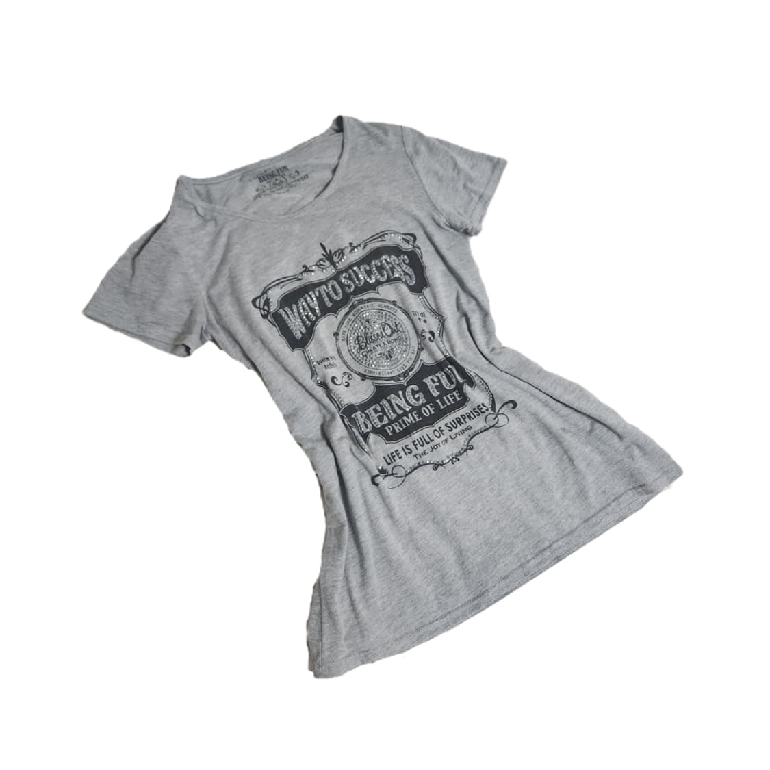 갸루 펑크 y2k 큐빅 레터링 반팔 상품이미지1