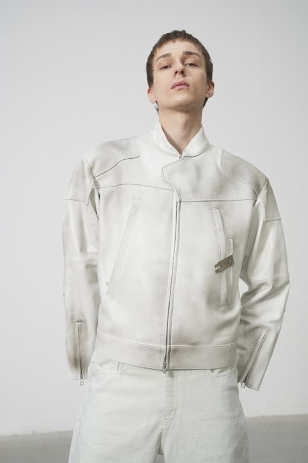 (M) yiyae 모디파이드 바이커 자켓 더티 화이트 상품이미지2