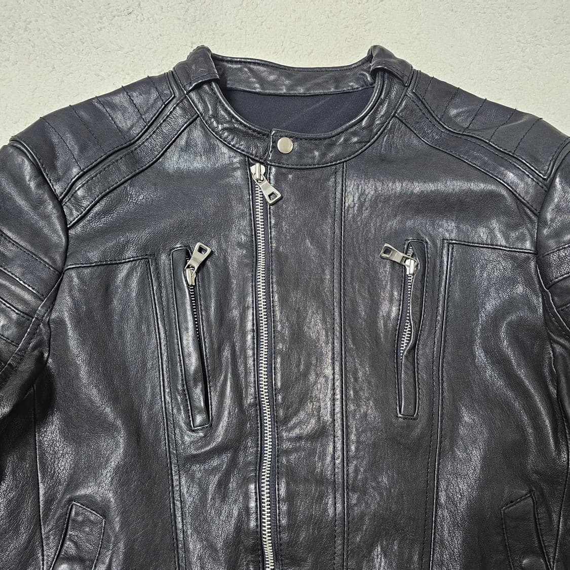 L 리얼레더 논카라 라이더 가죽 자켓 상품이미지2